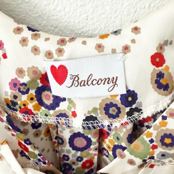 BALCONY | White Mod Floral Dress Side Pockets Bow Front Y2K Style | Size Medium - Picture 8 of 9